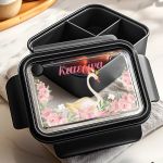 Παιδικό Μαύρο Δοχείο Φαγητού με Χώρισμα και Όνομα