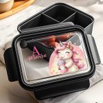 Παιδικό Δοχείο Φαγητού Μαύρο – Lunch Box με Μονόκερο