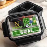 Δοχείο Φαγητού με Χωρίσματα Παιδικό Μαύρο με Ποδοσφαιριστή