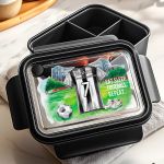 Μαύρο Παιδικό Δοχείο Φαγητού με Ασπρόμαυρη Φανέλα