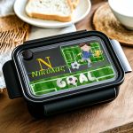 Δοχείο Φαγητού με Χωρίσματα Παιδικό Μαύρο με Ποδοσφαιριστή