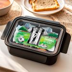 Μαύρο Παιδικό Δοχείο Φαγητού με Ασπρόμαυρη Φανέλα