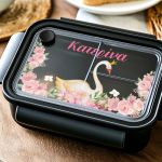 Παιδικό Μαύρο Δοχείο Φαγητού με Χώρισμα και Όνομα