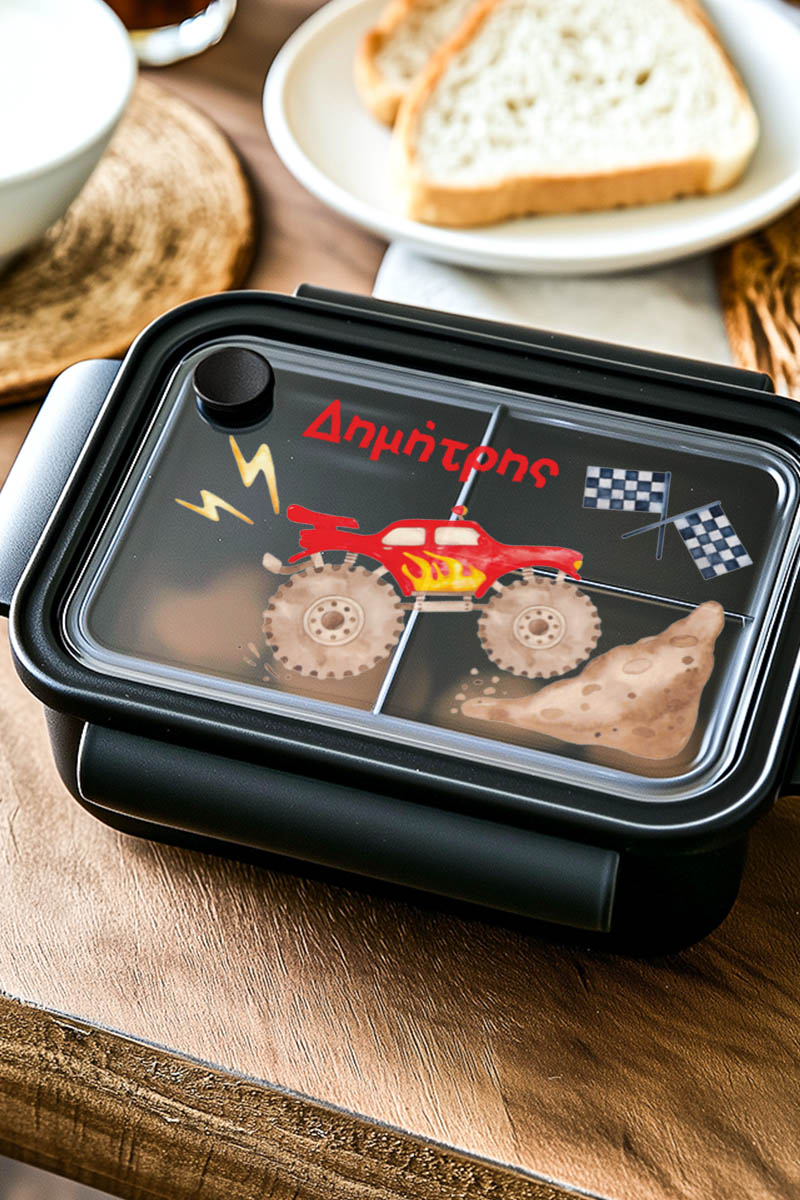 Παιδικό Δοχείο Φαγητού Μαύρο – Lunch Box με Monster Truck