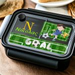 Δοχείο Φαγητού με Χωρίσματα Παιδικό Μαύρο με Ποδοσφαιριστή