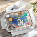 Δοχείο Φαγητού Παιδικό με Χώρισμα, Λευκό με Αστροναύτη