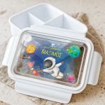 Δοχείο Φαγητού Παιδικό με Χώρισμα, Λευκό με Αστροναύτη