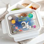 Δοχείο Φαγητού Παιδικό με Χώρισμα, Λευκό με Αστροναύτη