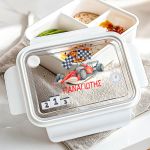 Δοχείο Φαγητού Παιδικό με Χώρισμα, Λευκό με Φόρμουλα 1