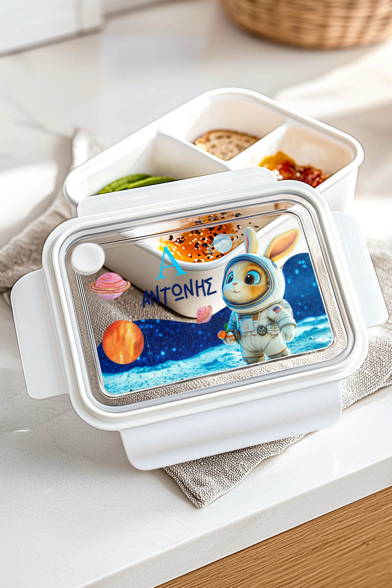 Παιδικό Δοχείο Φαγητού Λευκό – Lunch Box με Αστροναύτη
