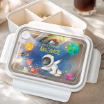 Δοχείο Φαγητού Παιδικό με Χώρισμα, Λευκό με Αστροναύτη