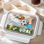 Παιδικό Δοχείο Φαγητού Λευκό – Lunch Box με Ποδόσφαιρο