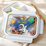 Δοχείο Φαγητού Παιδικό με Χώρισμα, Λευκό με Αστροναύτη