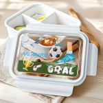 Παιδικό Δοχείο Φαγητού Λευκό – Lunch Box με Ποδόσφαιρο