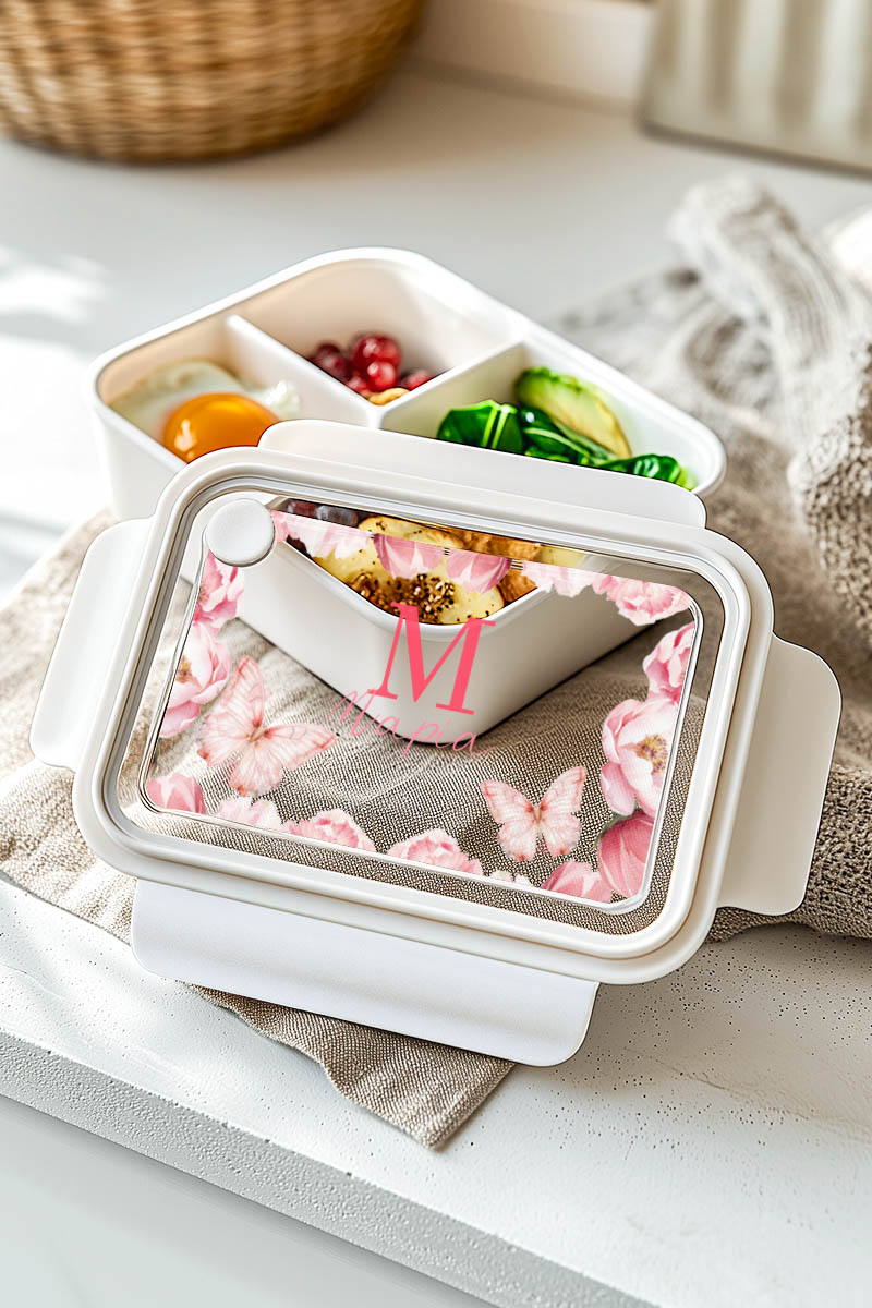 Παιδικό Δοχείο Φαγητού Λευκό – Lunch Box με Πεταλούδες