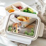 Δοχείο Φαγητού Παιδικό με Χώρισμα, Λευκό με Τίγρη