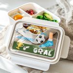 Παιδικό Δοχείο Φαγητού Λευκό – Lunch Box με Ποδόσφαιρο