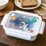 Δοχείο Φαγητού Παιδικό με Χώρισμα, Λευκό με Αστροναύτη