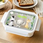 Παιδικό Δοχείο Φαγητού Λευκό – Lunch Box με Ζώα του Δάσους