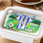 Λευκό Παιδικό Δοχείο Φαγητού με Γαλάζια Φανέλα Ποδοσφαίρου