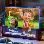 Φωτιστικό LED με Φωτογραφία και Ερυθρόλευκο Ποδοσφαιριστή