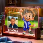 Φωτιστικό LED με Φωτογραφία και Κυανόλευκο Ποδοσφαιριστή