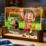 Φωτιστικό LED με Φωτογραφία και Ερυθρόλευκο Ποδοσφαιριστή