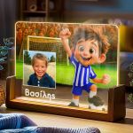 Φωτιστικό LED με Φωτογραφία και Κυανόλευκο Ποδοσφαιριστή