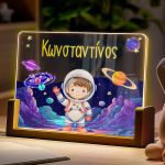 Φωτιστικό LED με Όνομα και Σχέδιο Αστροναύτη, Δώρο για Παιδιά