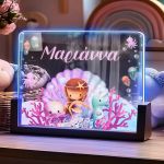 Προσωποποιημένο Φωτιστικό LED με Όνομα και Σχέδιο Γοργόνα