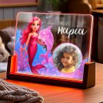 Επιτραπέζιο Φωτιστικό LED με Φωτογραφία και Σχέδιο Γοργόνα