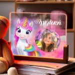 Επιτραπέζιο Φωτιστικό LED με Φωτογραφία και Σχέδιο Μονόκερο