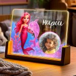 Επιτραπέζιο Φωτιστικό LED με Φωτογραφία και Σχέδιο Γοργόνα