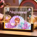 Προσωποποιημένο Φωτιστικό LED με Όνομα και Σχέδιο Γοργόνα