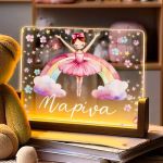 Προσωποποιημένο Φωτιστικό LED με Όνομα και Σχέδιο Μπαλαρίνα
