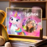 Επιτραπέζιο Φωτιστικό LED με Φωτογραφία και Σχέδιο Μονόκερο