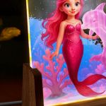 Επιτραπέζιο Φωτιστικό LED με Φωτογραφία και Σχέδιο Γοργόνα