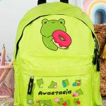 Σχολική Τσάντα Πλάτης Νηπιαγωγείου Λαχανί με Βατραχάκι