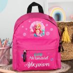 Σχολική Τσάντα Πλάτης Νηπιαγωγείου Φούξια με Μικρή Γοργόνα