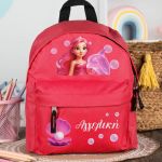 Σχολική Τσάντα Πλάτης Νηπιαγωγείου Κόκκινη με Γοργόνα