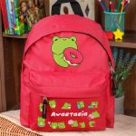 Σχολική Τσάντα Πλάτης Νηπιαγωγείου Κόκκινη με Βατραχάκι