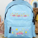 Τσάντα Πλάτης Σχολική Νηπιαγωγείου Γαλάζια με Λουλούδια