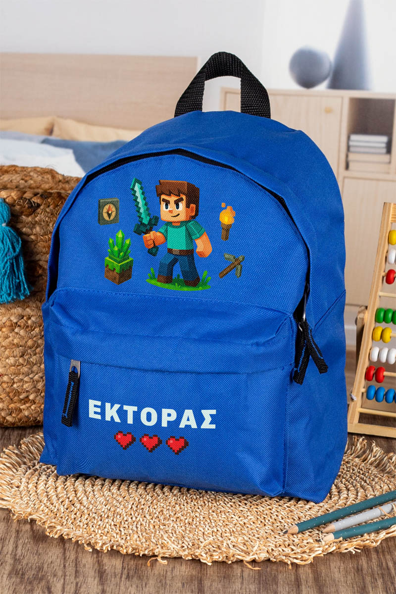Τσάντα Πλάτης Σχολική Νηπιαγωγείου Μπλε με Video Game
