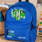 Τσάντα Πλάτης Σχολική Νηπιαγωγείου Μπλε με Πράσινη Φανέλα