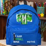 Τσάντα Πλάτης Σχολική Νηπιαγωγείου Μπλε με Πράσινη Φανέλα