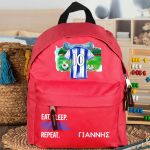 Τσάντα Πλάτης Σχολική Νηπιαγωγείου Κόκκινη με Μπλε Φανέλα