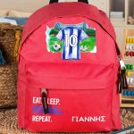 Τσάντα Πλάτης Σχολική Νηπιαγωγείου Κόκκινη με Μπλε Φανέλα