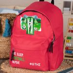 Τσάντα Πλάτης Σχολική Νηπιαγωγείου Κόκκινη με Πράσινη Φανέλα