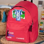 Τσάντα Πλάτης Σχολική Νηπιαγωγείου Κόκκινη με Μπλε Φανέλα