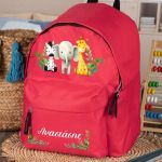 Τσάντα Πλάτης Σχολική Νηπιαγωγείου Κόκκινη με Ζωάκια